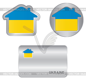 Home icon on Ukraine flag - vector clipart
