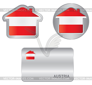 Home icon on Austrian flag - vector image