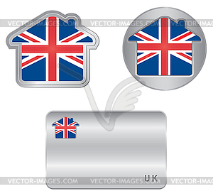 Home icon on United Kingdom flag - vector clipart