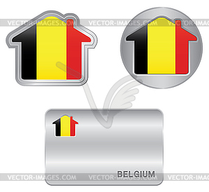 Home icon on Belgium flag - vector clip art