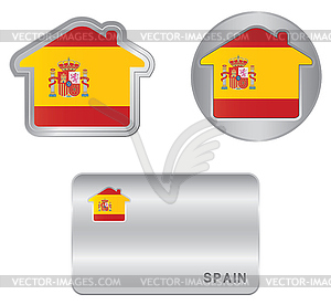 Home icon on Spain flag - vector clipart