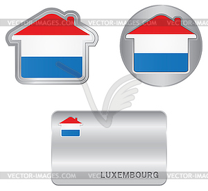 Home icon on Luxembourg flag - vector clipart