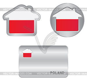 Home icon on Poland flag - vector clip art