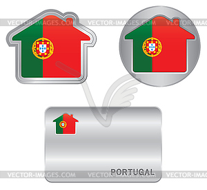 Home icon on Portugal flag - vector clipart / vector image