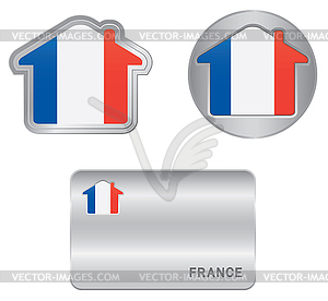 Home icon on France flag - vector clipart