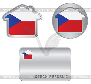 Home icon on Czech Republic flag - color vector clipart