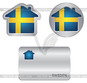 Home icon on Sweden flag - vector clip art