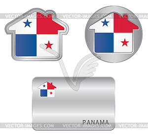Home icon on Panama flag - vector clipart