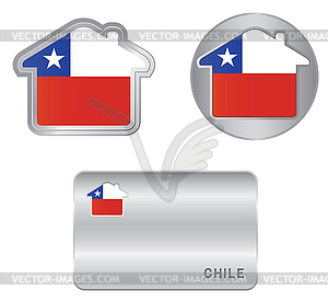 Home icon on Chile flag - vector clipart