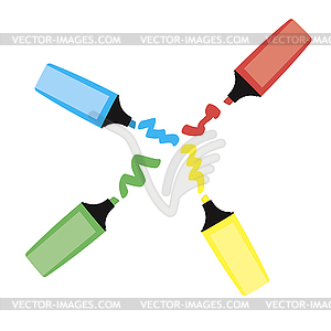 Three color markers - vector clip art