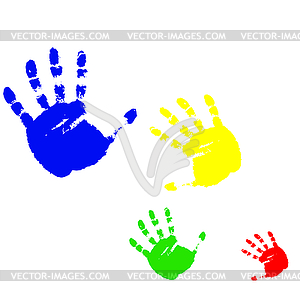 Four prints of human hands - vector clipart