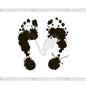 Black prints of human foot  - vector clip art