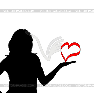 Silhouette of woman - color vector clipart