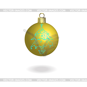 Yellow New Year`s ball - vector clipart