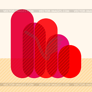 Infographics with falling red overlapping bars - vector clip art