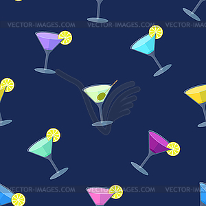 Seamless flat pattern with cocktail glasses - vector clip art