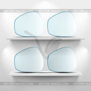 Shelves with glass app icons - vector image