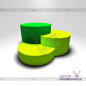 Infographic 3D pedestal with green and yellow - royalty-free vector clipart