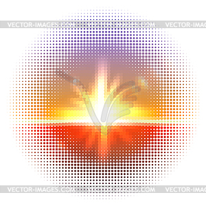 Halftone mosaic with sun flares and bokeh - vector image