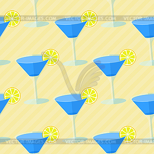 Seamless flat pattern with cocktail glasses - vector clip art