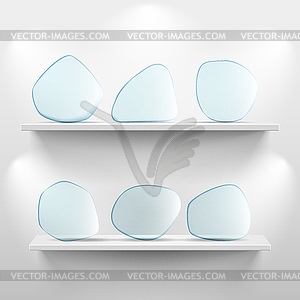 Shelves with glass app icons - vector image