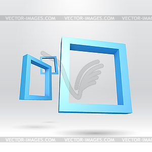 Three blue rectangular 3D frames - vector clip art