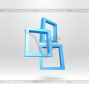 Три синие прямоугольные 3D кадры - векторный клипарт EPS