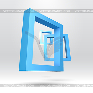 Три синие прямоугольные 3D кадры - векторное изображение клипарта