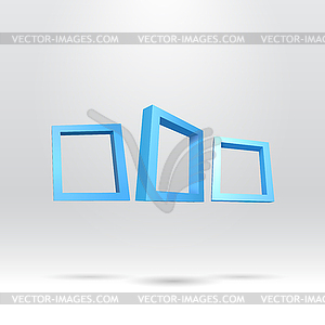 Three blue rectangular 3D frames - vector image
