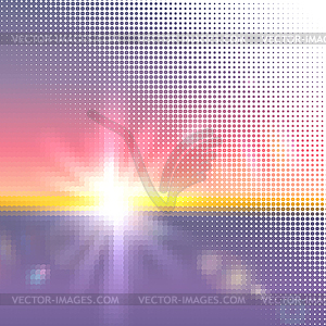 Halftone mosaic with sun flares and bokeh - vector image