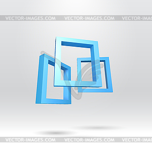 Three blue rectangular 3D frames - vector clipart / vector image