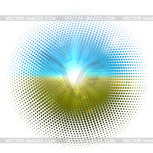 Halftone mosaic with sun flares and bokeh - vector clipart / vector image