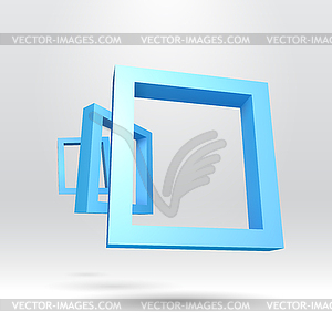 Три синие прямоугольные 3D кадры - клипарт в векторе / векторное изображение