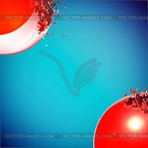 Red 3D balls exploded into pieces - vector clipart