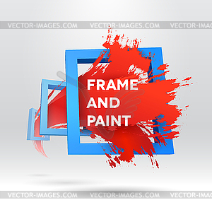 3D template with out of frame brush stroke - vector clipart