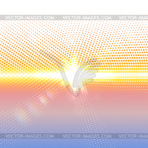 Halftone mosaic with sun flares and bokeh - vector clip art