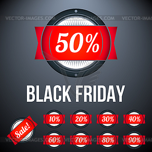 Black friday sale label with percents - vector clipart