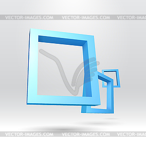 Three blue rectangular 3D frames - vector clip art