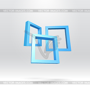 Three blue rectangular 3D frames - vector clipart / vector image