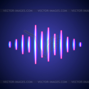 Nightlife styled glowing neon music wave - vector clip art