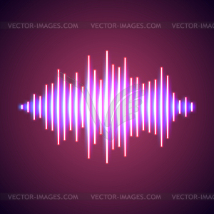 Nightlife styled glowing neon music wave - vector clip art