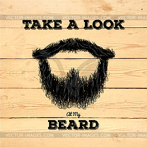 Hipster beard on wooden background - vector clip art