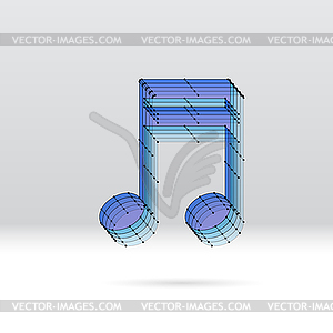 Прозрачный музыка записку с пунктирной схеме - стоковый векторный клипарт