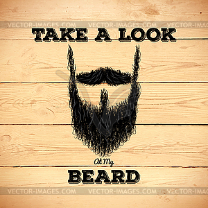 Hipster beard on wooden background - vector clip art