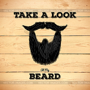 Hipster beard on wooden background - vector image