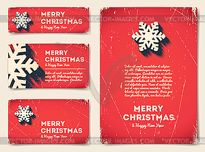 Collection of Christmas banners with snowflake - vector image