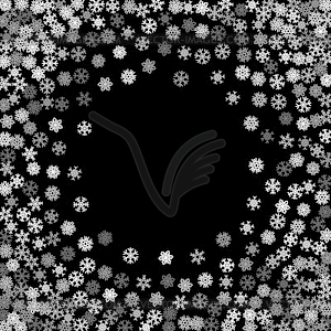 Snowfall with random snowflakes in dark - royalty-free vector clipart