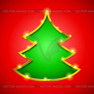 Christmas tree card with golden border - vector clipart / vector image