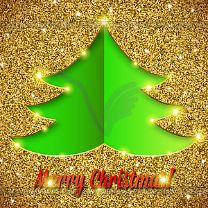 Рождественская елка карта с блеском - векторное изображение клипарта