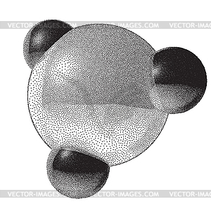 Molecule sign with dotwork gradient - vector clipart